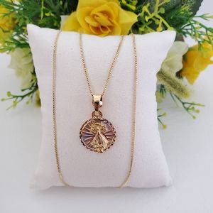 San Juan De Los Lagos Tri Color Round Gold Plated Necklace